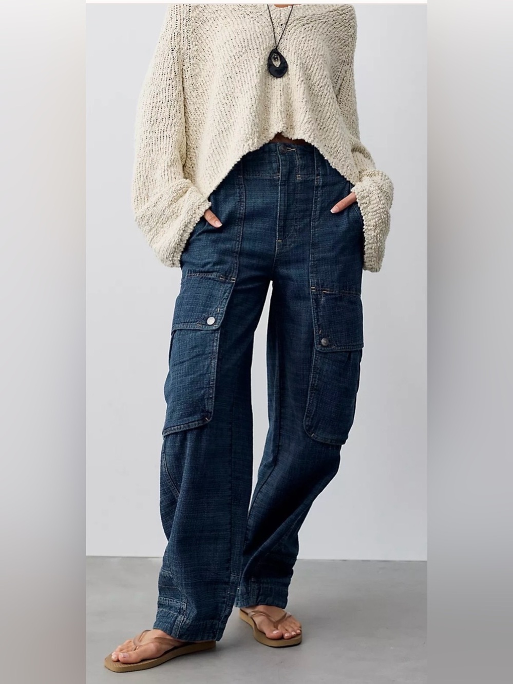 We The Free 2026 Brentwood Atlantic Textured Cargo Women’s Denim Jean 26 NWOT